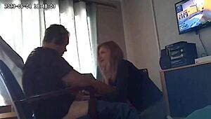 Spycam Caught Girlfriend Deepthroating Stepbrother's Cock