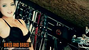 Vanessa Decker's tantalizing striptease in a bikers-themed video