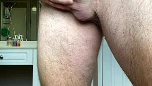 Massive cumshot from huge jerking session