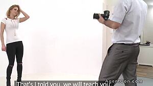 Blonde feels every thrust doggy style during intense casting session