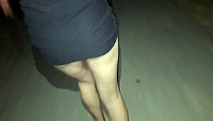 Married woman exposes herself outdoors without underwear