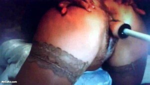 Big Ass Milf Squirting Hard on Fucking Machine