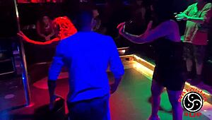 Interracial swingers engage in BDSM at a private residence