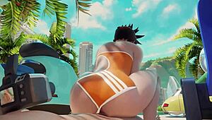 Overwatch Tracer rides cock on the beach 🌊