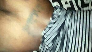 Petite ebony sneaks a big black cock before her roommate gets home