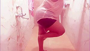 Sexy South Indian Maid Teasing Her Boobs While Cleaning