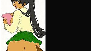 ebony student in school uniform hentai scene