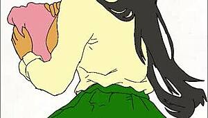 ebony student in school uniform hentai scene