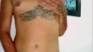 TS Angelique Delivers Intense POV Action with Explosive Cumshot.