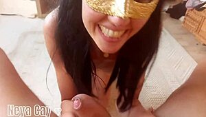 I enjoy the most stunning blowjob from Neya Cay in POV with my shaved pussy