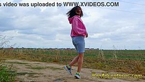 Intense Outdoor Fitness Session Ends with Her Wetting Her Pants