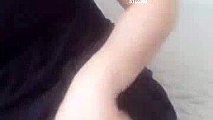 Bold Solo Masturbation by Chinese Beauty on Office Sofa.