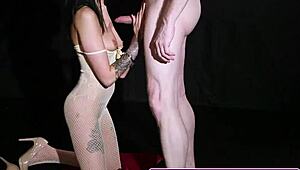 Handcuffed British Babe Blowing Dick