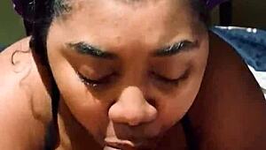 Sucking big cock and swallowing cum