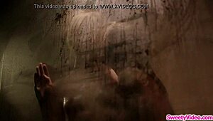 Young girl kisses and licks a mature woman in the showers of a university dormitory