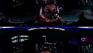 Evileyevr and Karma Rx have cyberpunk alley POV blowjob and doggystyle sex