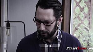 Blonde student trades blowjob for free room