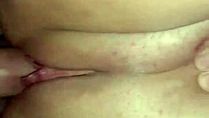 an amateur wife gets a creampie in her pussy