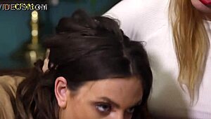 amateur babes DEEPTHROATING cock in group BJ action