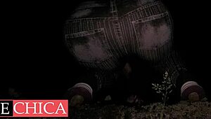 Amazing big ass peeing from height into abyss