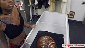 ebony chick sells her stuff and gets pounded