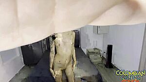 Super skinny latina can't handle big white cock.