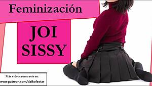 Mini skirted sissy enjoys solo play with toys and strap-on