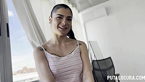 Horny big-titted babe fucks and swallows eagerly.