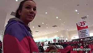 Attractive Czech Girl Seduced, Clothes Ripped in Shop POV