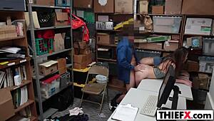 Foxy gal thiefs get slammed good in the garage.