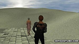 3d cartoon babe does a 69 before having some hot sex outdoors