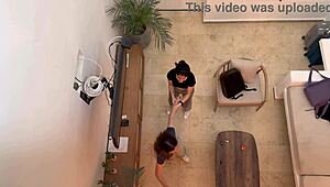 Two hot Colombian babes passionately fingering and kissing in homemade sex