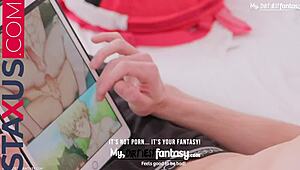 friend turns into fuck doll with monster cock in anal game