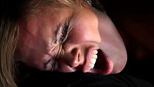 European babe submissive gagged and ridden by dominant partner