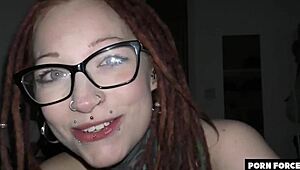 Redhead Goth Girlfriend Drains Boyfriends Balls!