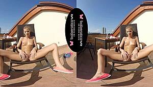 SOLO GIRL SARAH KAY MASTURBATING AND MOANING IN VR