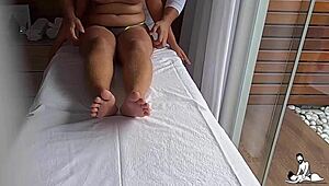 Latina teen masturbates on therapist's table during tantric massage.