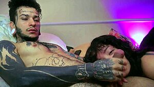 Inked stepmother gives me a sloppy blowjob