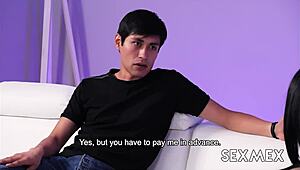 Michelle Aldrete blackmailed into giving blowjob and taking creampie in heels