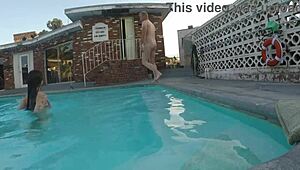 scarlett johnson gives a poolside blowjob to the left