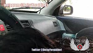 horny old woman flashes big ass outdoors near workers