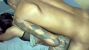 Yo, first time this young guy bangs a hot tattooed white chick bareback!