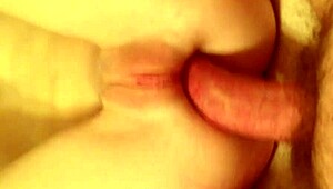 Wow, that cock is way too big for her tight ass!