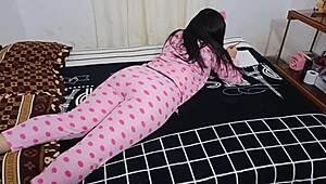 hey, i caught my 18-year-old best friend in pajamas doing homework, saw her cute pussy, asked to fuck, and it was the best lie ever