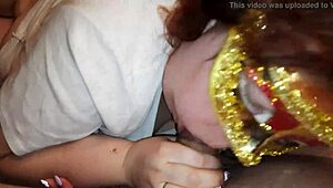 A curvy russian bbw gives a sensual blowjob and eats cum