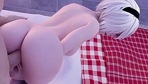 2B With Perfect Boobs Rides Hard Cock In Threesome