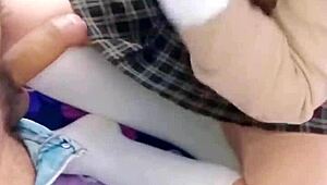 Did this cute student really agree to outdoor action for cash?