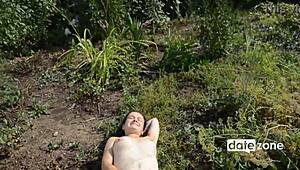 my neighbor's wife, a hot slut, got naughty outdoors at the ranch. we banged before her husband returned.