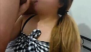 Cute Pinay lovers get naughty in homemade video