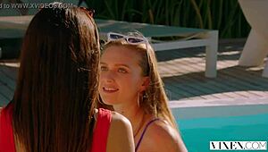 vixen student sneaks steamy sex with a couple while on vacation abroad